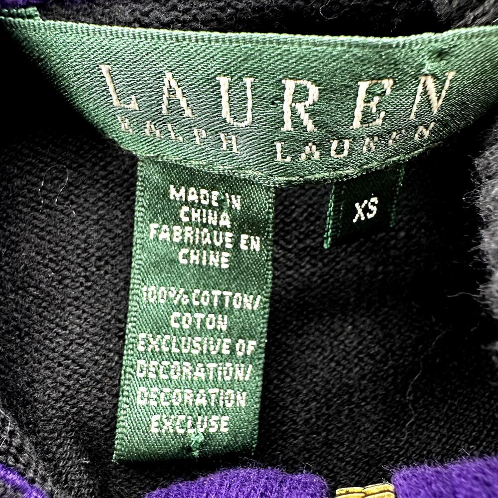 Lauren Ralph Lauren Crest Embroidered Full Zip Sweater Colorblock Black XSmall - Picture 5 of 6